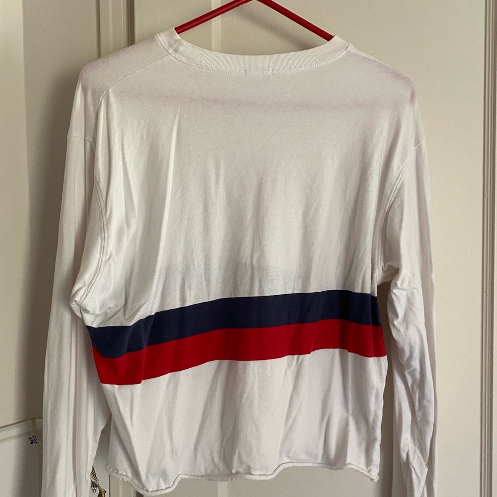 Brandy Melville red and blue stripped shirt